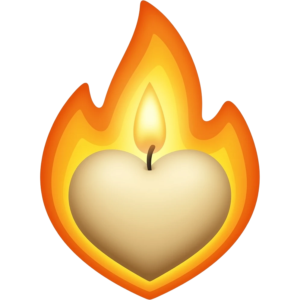 beige cyender candle on heart fire Change the flame into a heart shape emoji