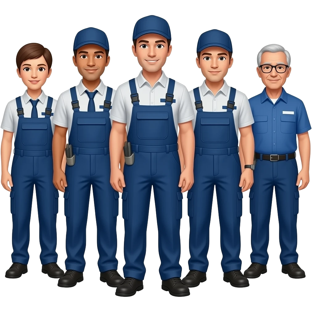 Evolution with 5 people as a logistical Worker from 18 years old, 25, 35, 45 and to 60 years old emoji