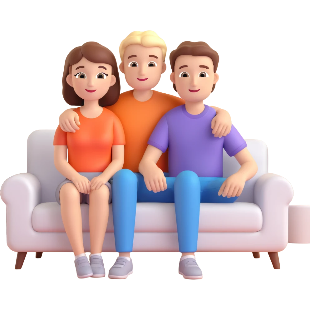 couple posing, close up pose, living room background emoji