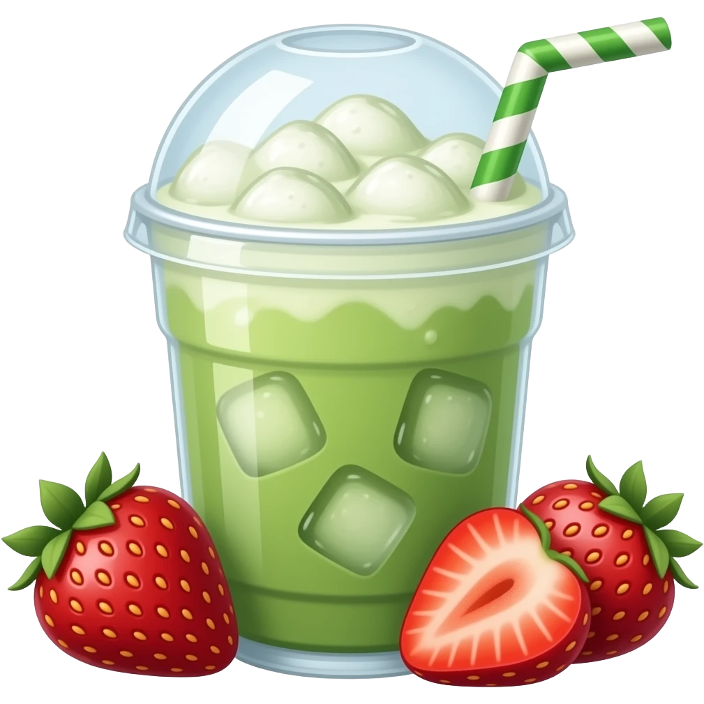 iced matcha latte strawberry emoji