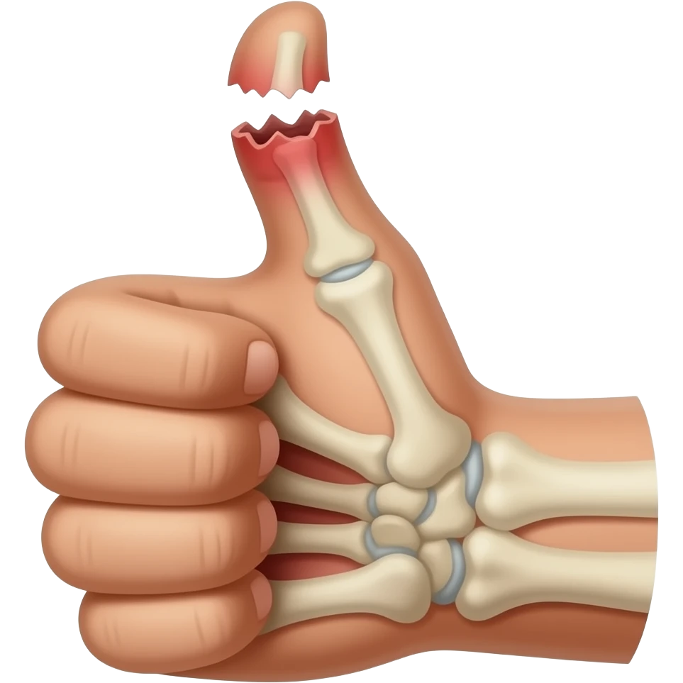 A thumbs up with half a thumb that has been cut off emoji