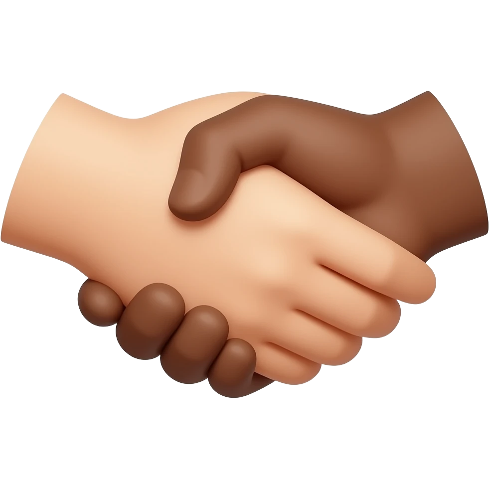 Handshake in natural skin color white emoji
