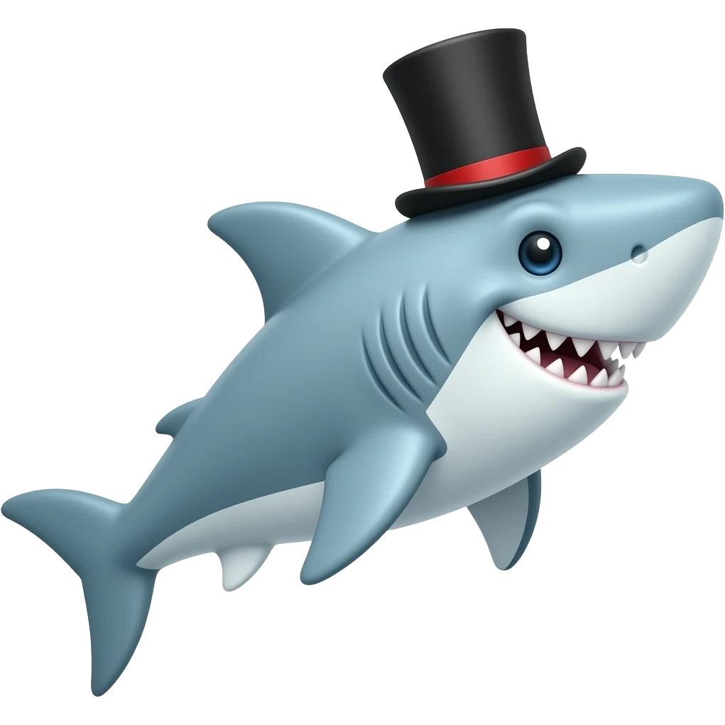 Shark with a top hat emoji