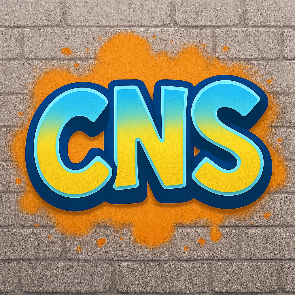 Сделай граффити с надписью "CNS" в стиле emoji iOS emoji