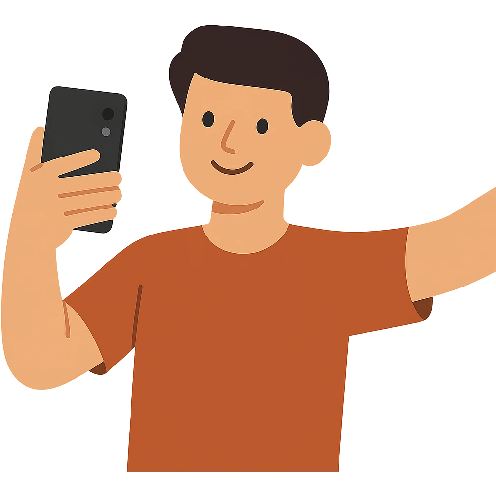 Flat design style selfie emoji
