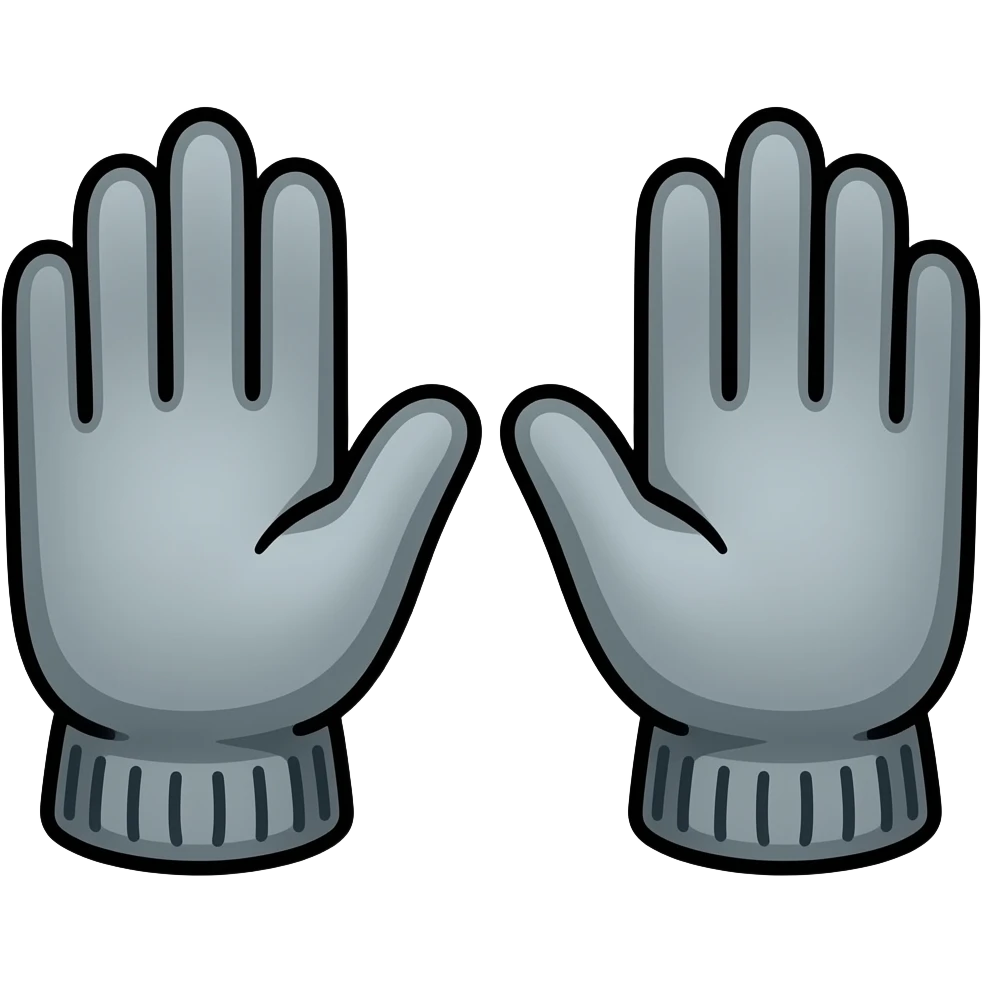 thick black outline, gloves emoji, thick black outline, simple cartoon emoji