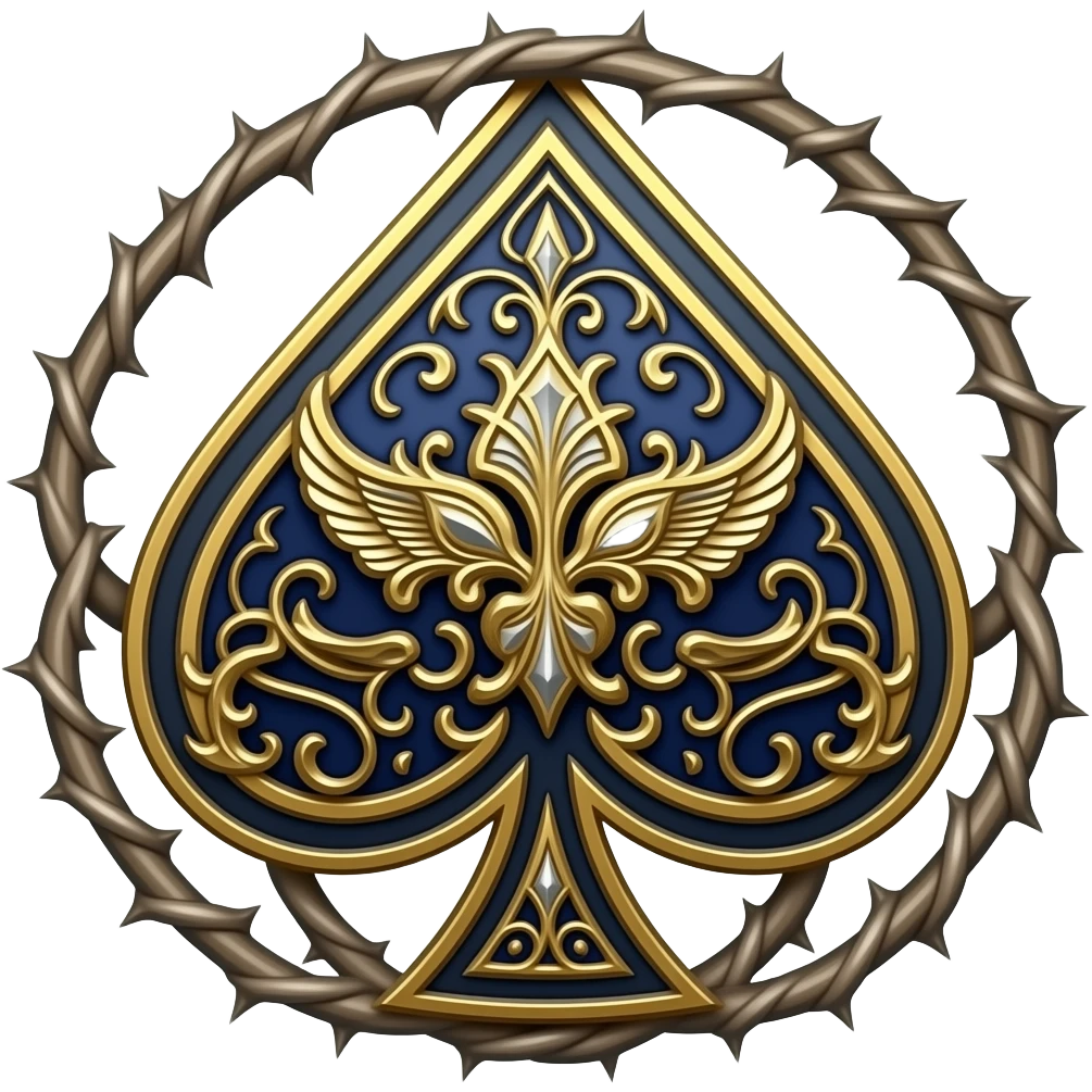 richly ornamented ace of spades surrounded by tendrils of thorns emoji