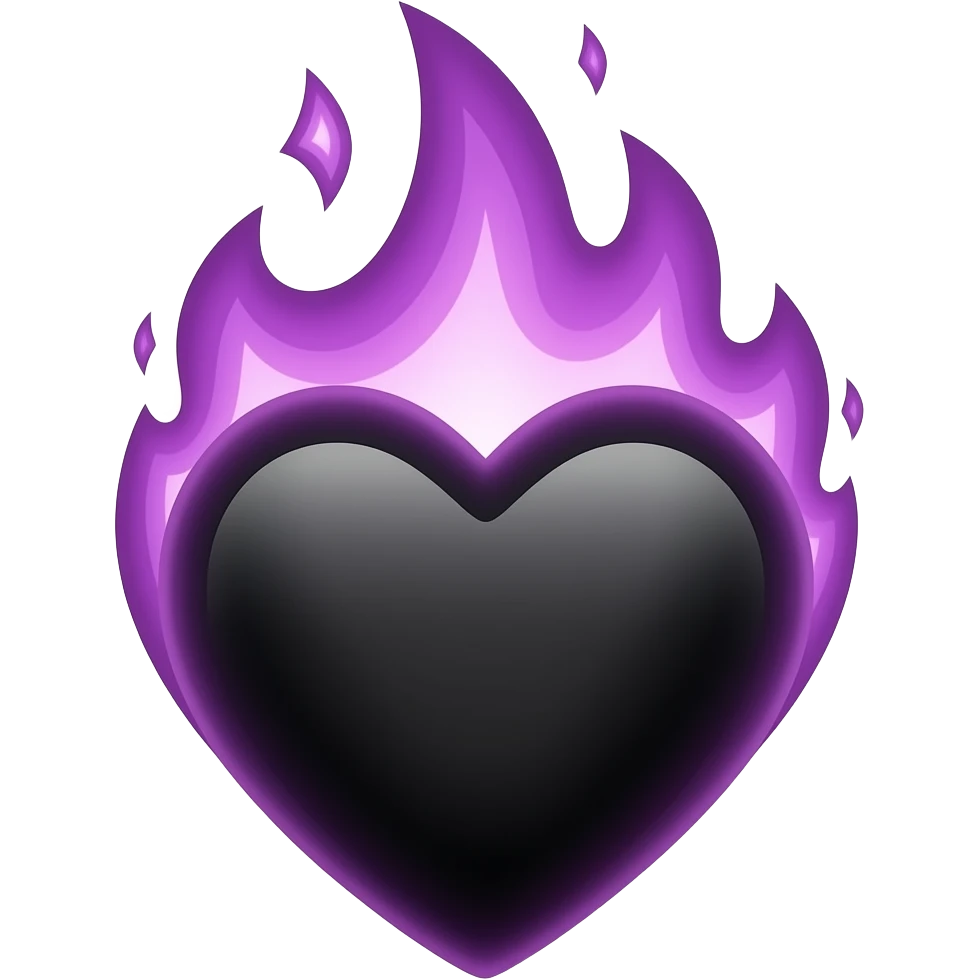 Yanan mor kara kalp emoji