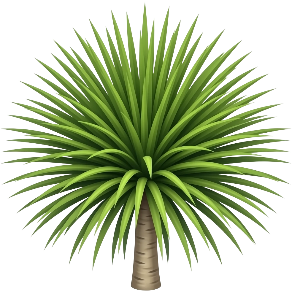 queensland bottle tree, thin stick stem, needle-like flat leaves emoji