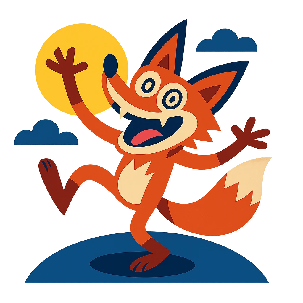 crazy fox dancing under moonlight emoji