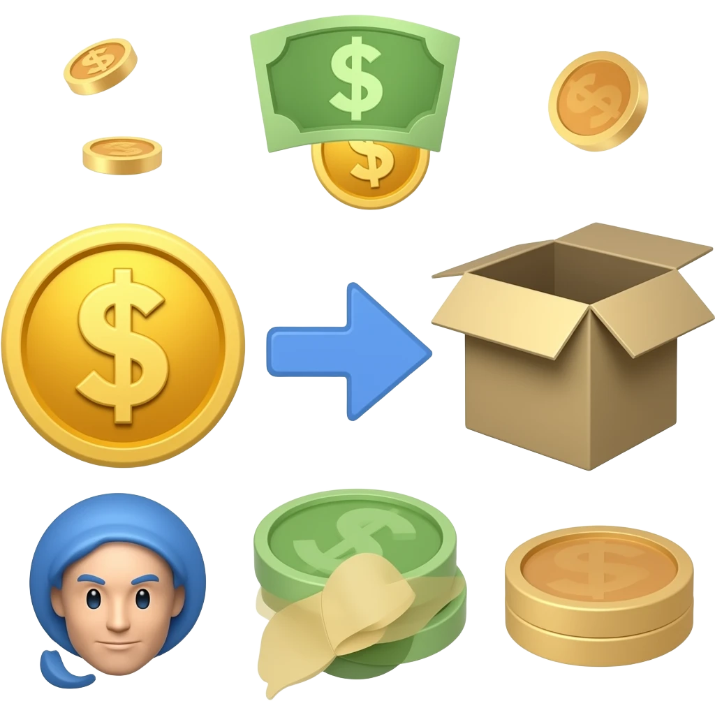 left money and arrow and right box emoji