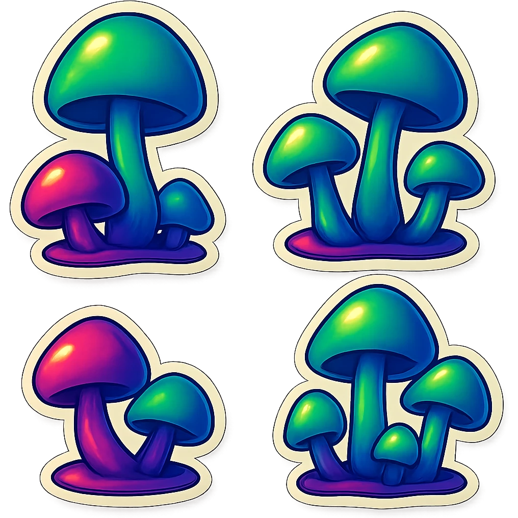 alien mushrooms. make a bunch of mushroom patches like the attached emoji