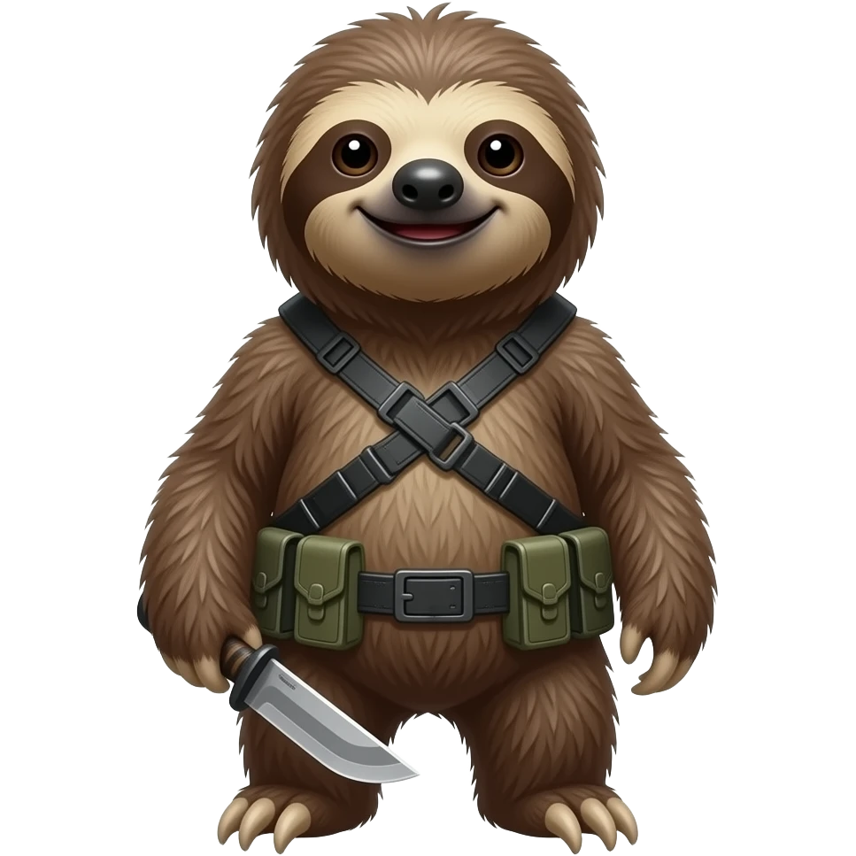turn back looking askance going smiling evil killer sloth w very taktic knife emoji