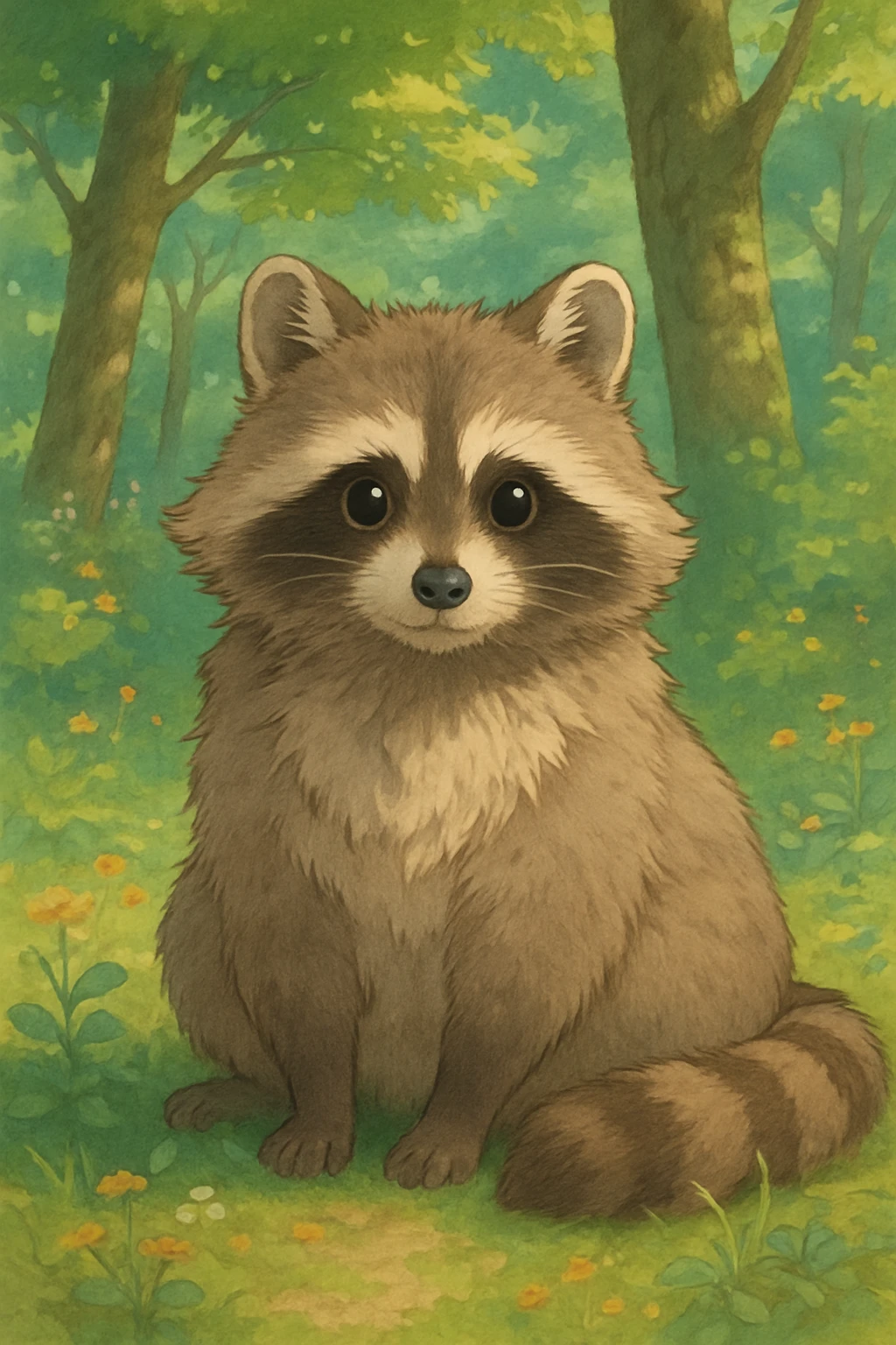 raccoon in ghibli style emoji