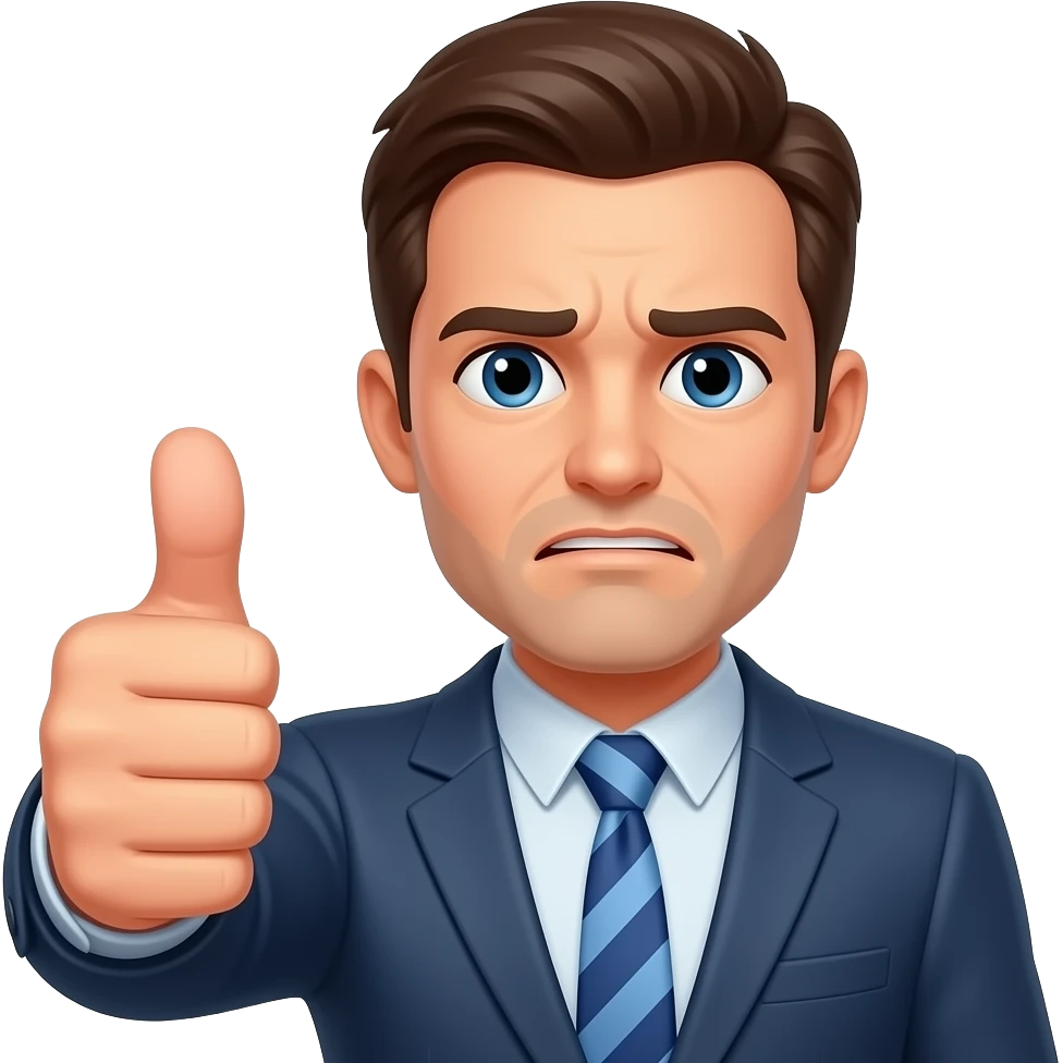 A disappointed man giving a thumbs-down. emoji