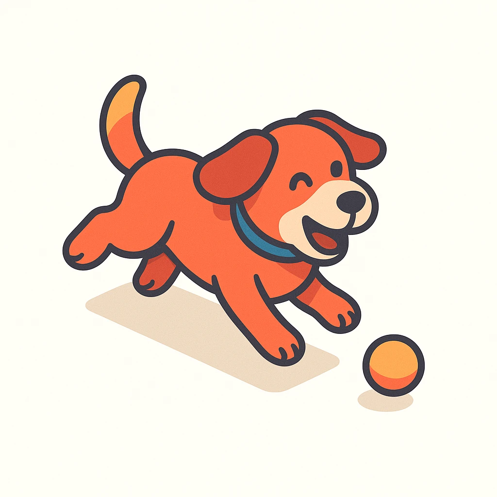 happy dog running after ball emoji