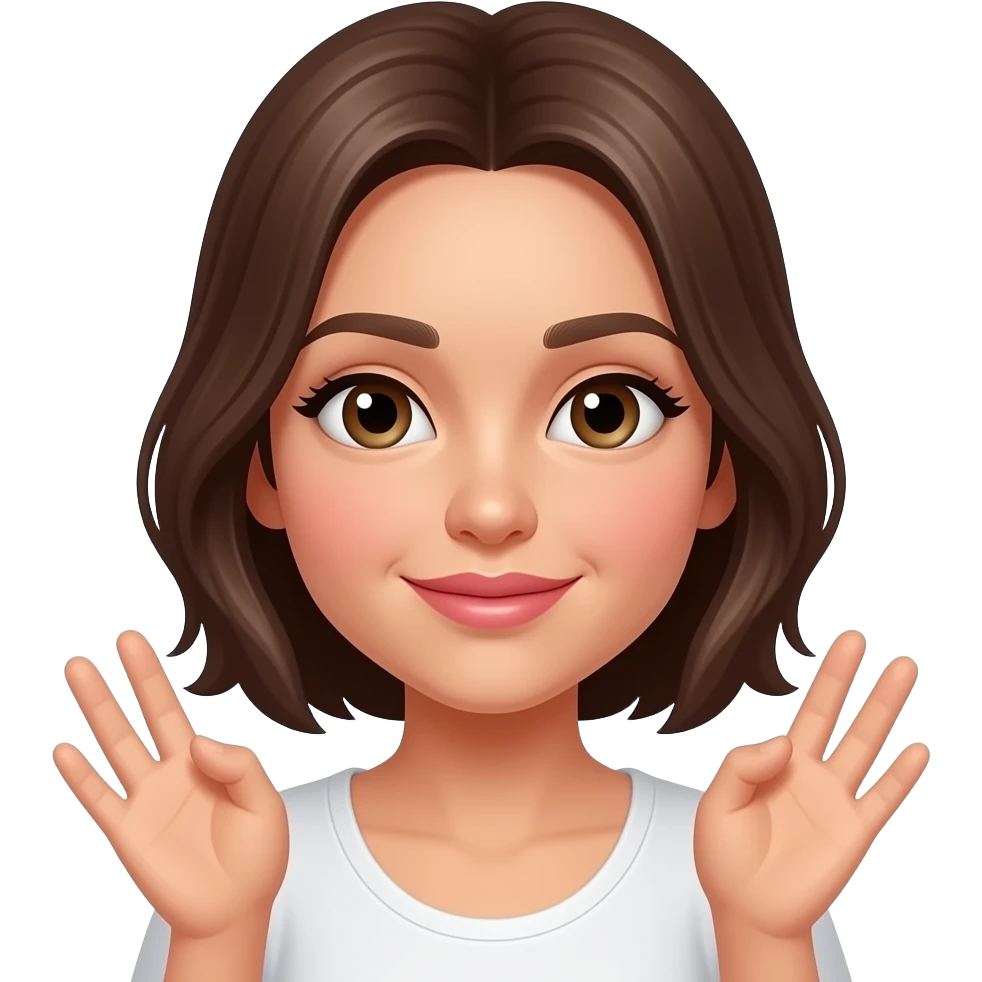 A normal face like 😌 showing her nails to the screen with lipgloss on emoji