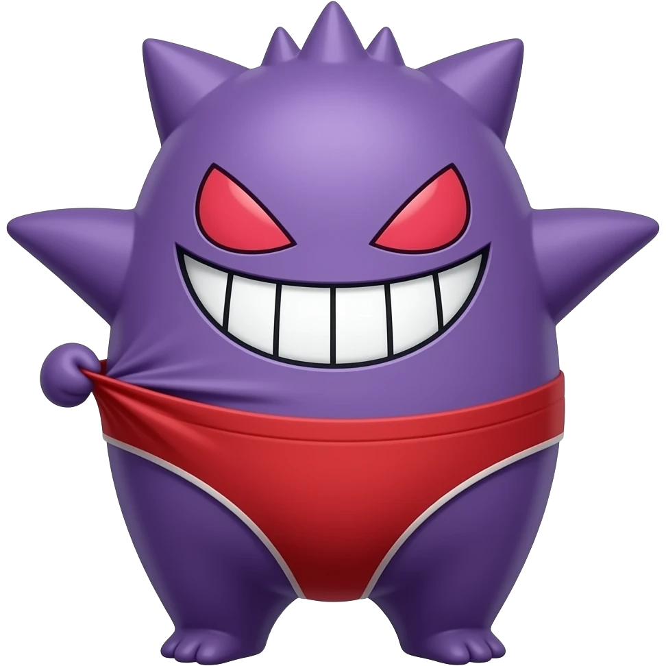 Gengar wearing red briefs pulls up emoji