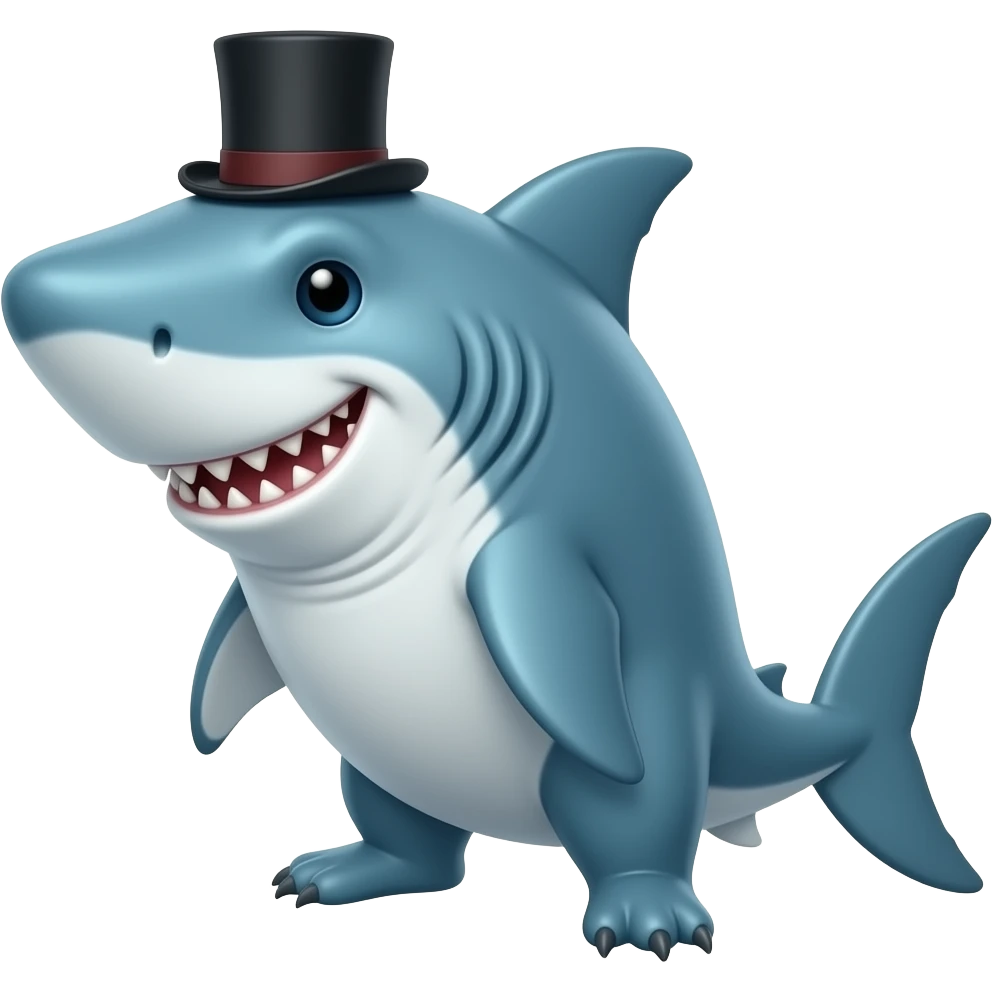 Shark with a top hat emoji
