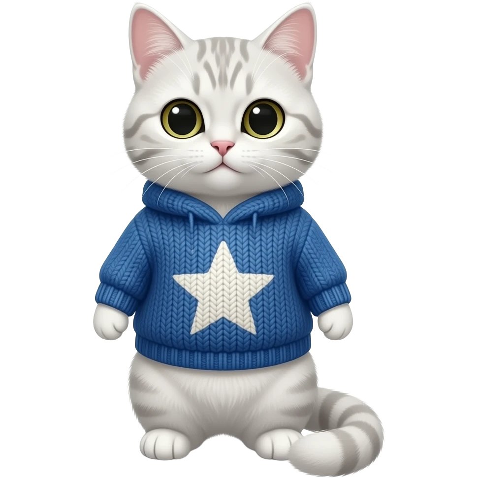 Quiero un emoji de un gato blanco con un sueter en forma de estrellas emoji