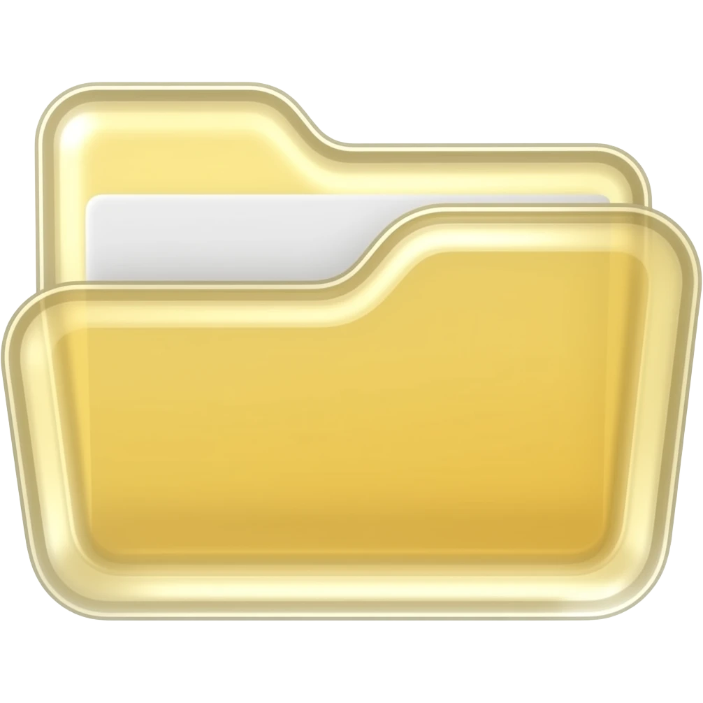 translucent jelly folder icon, soft pastel yellow, glossy shiny texture, cute emoji style emoji