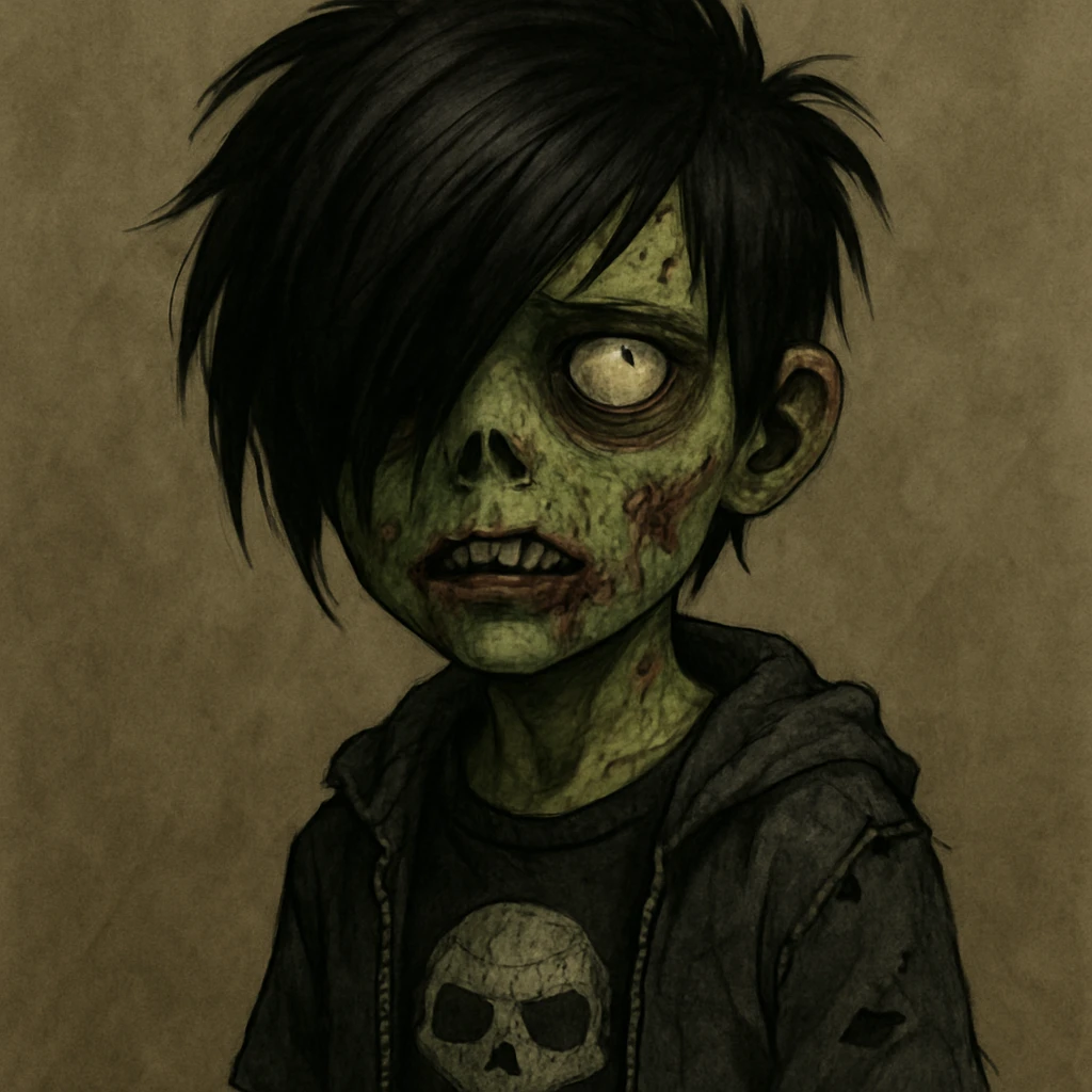 boy zombie with emo hair, style 4 emoji