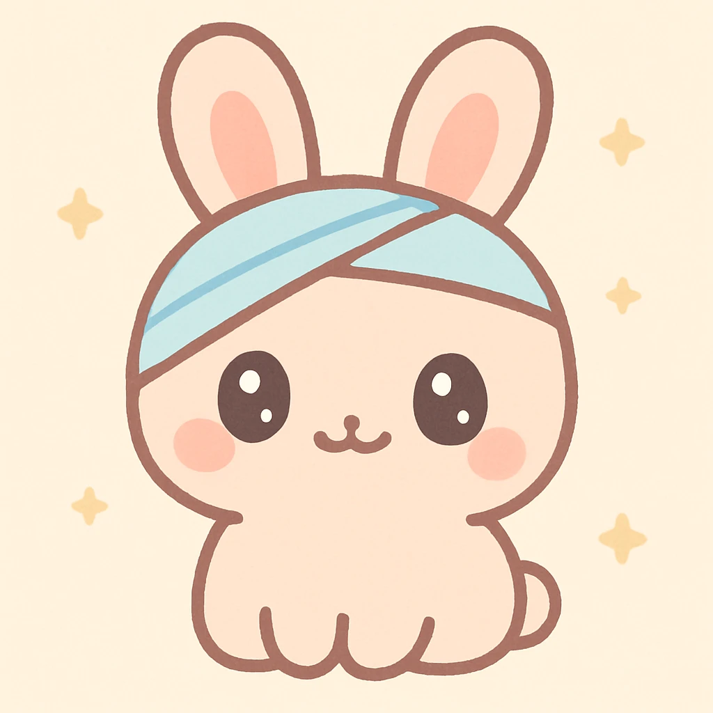 bunny with a bandage around his head, kawaii style emoji