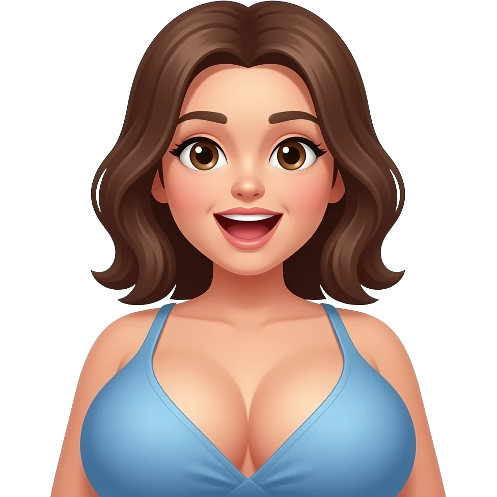 girl with super big boobs and orgasm face emoji