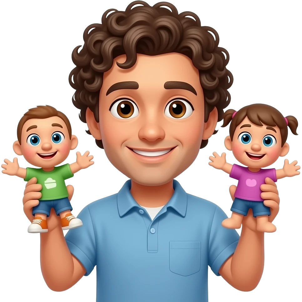 Una persona dai ricci maschio occhi marroni  con  le sue marionette emoji