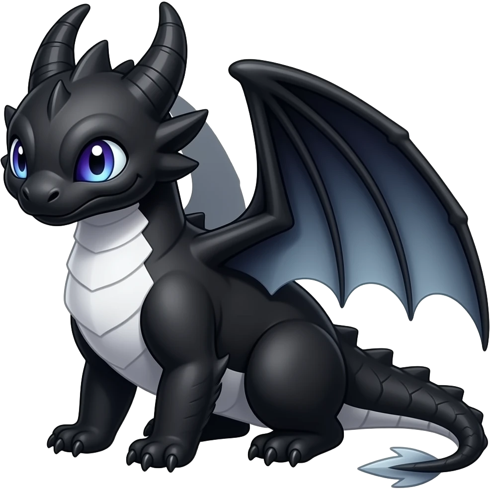 Black/White night fury how to train your dragon with purple blue eyes emoji