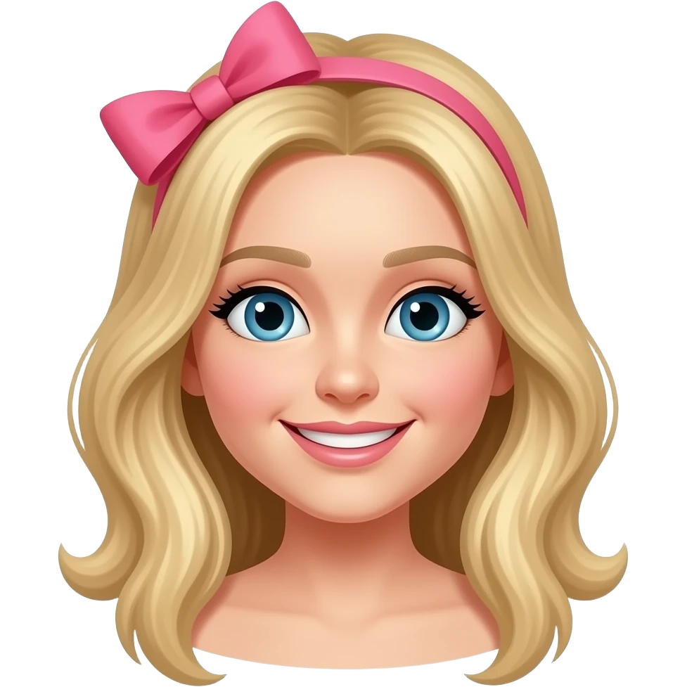 Real looking happy face with a bow blonde long hair emoji