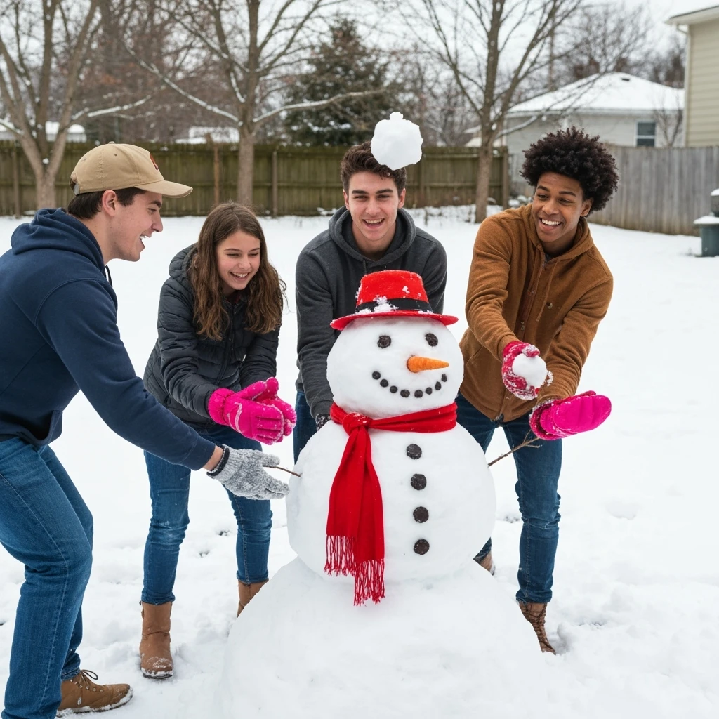 people making a snowman emoji