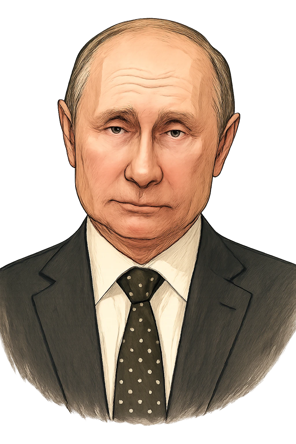 Владимир Путин в слегка рисованном, но при это объемный стиль, прозрачный фон emoji