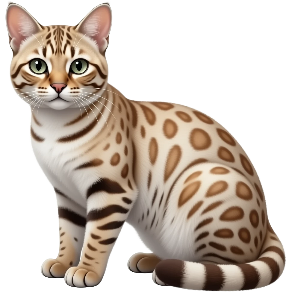 Realistic albino albinism colorful shiny glossy smooth whitish pastel dusky dark gloomy wild natural elegant lifelike Pallas-cat-ocicat-ocelot-Rusty-spotted-cat-fusion-hybrid-animal-creature, full body, hyper-realism emoji