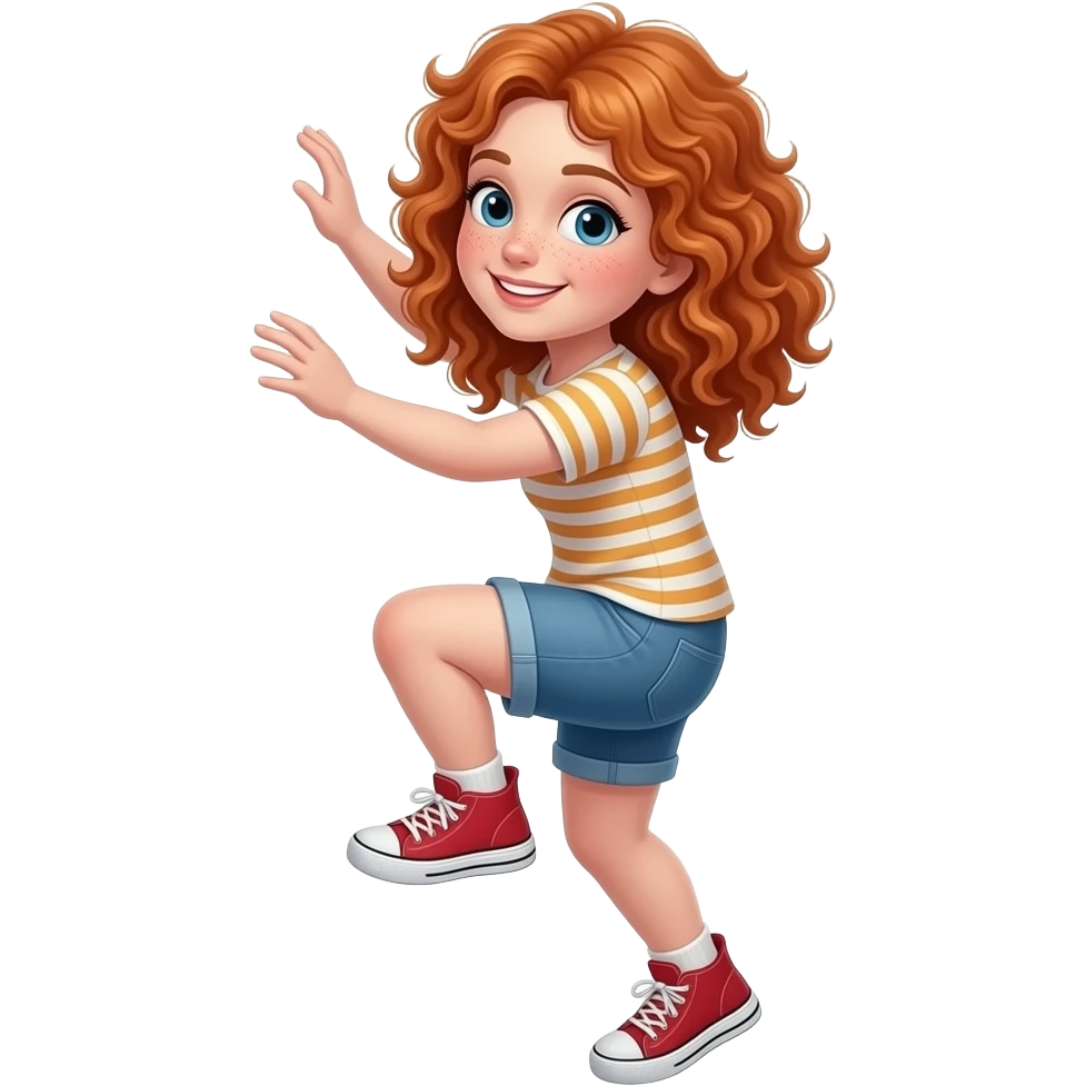 Fille rousse bouclés tâches de rousseur Escalade emoji