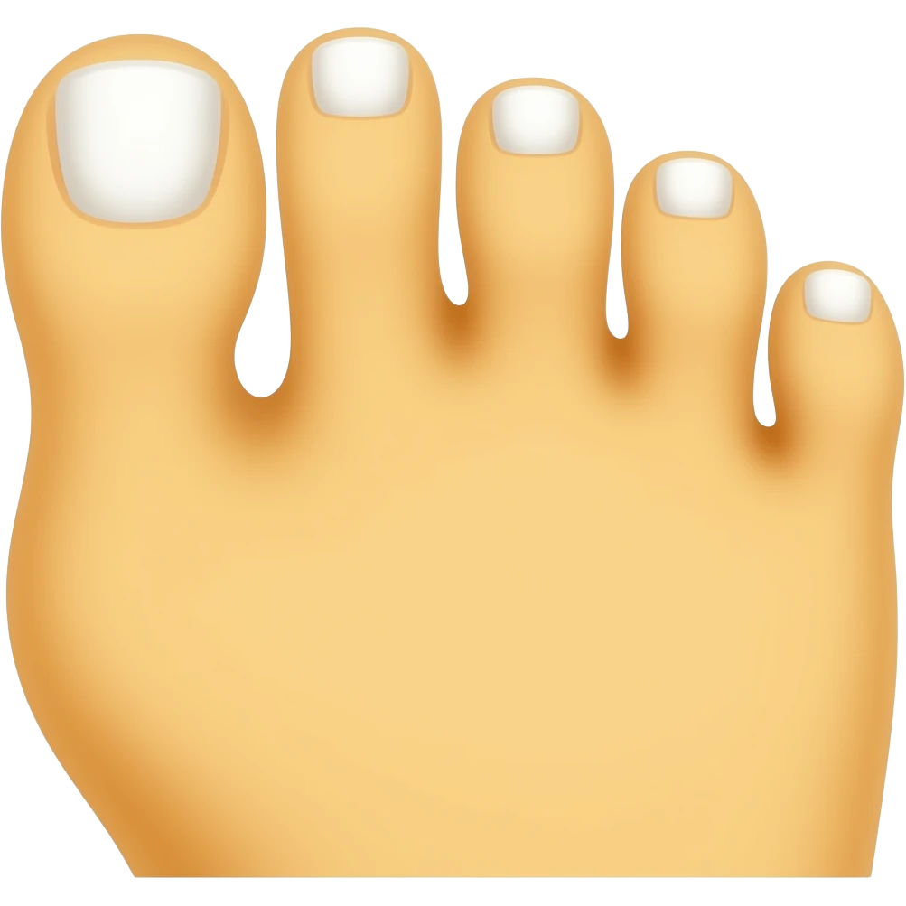white toe nails on a yellow foot emoji