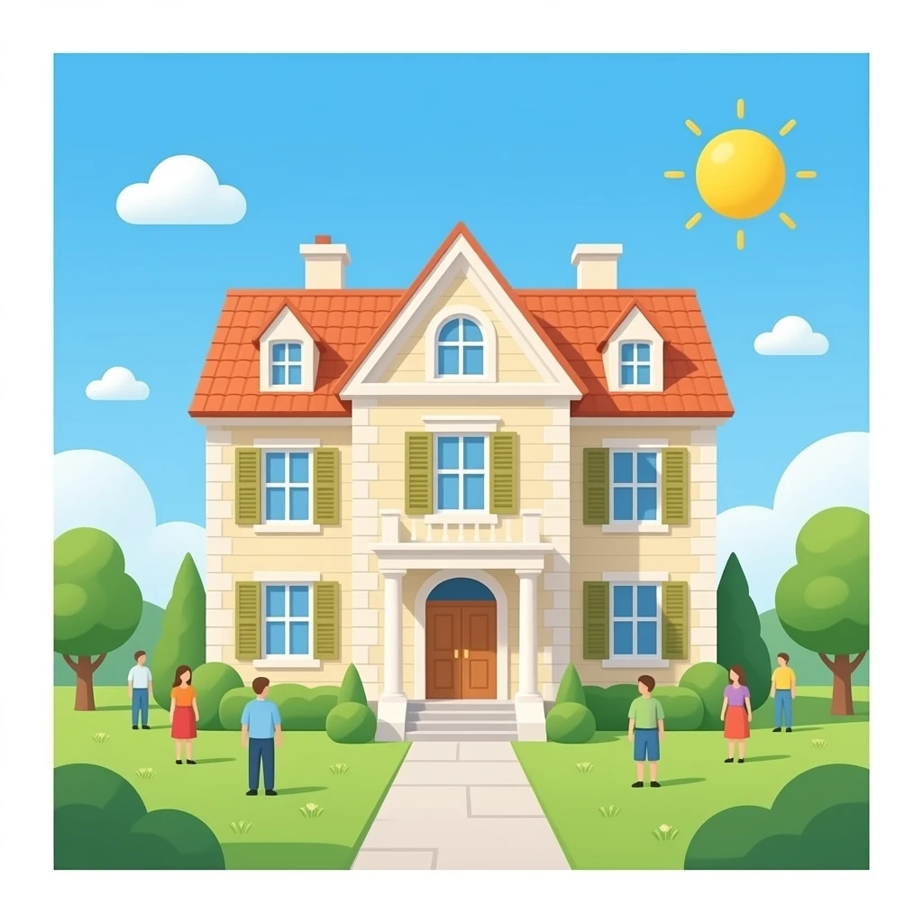 Giant house with people emoji