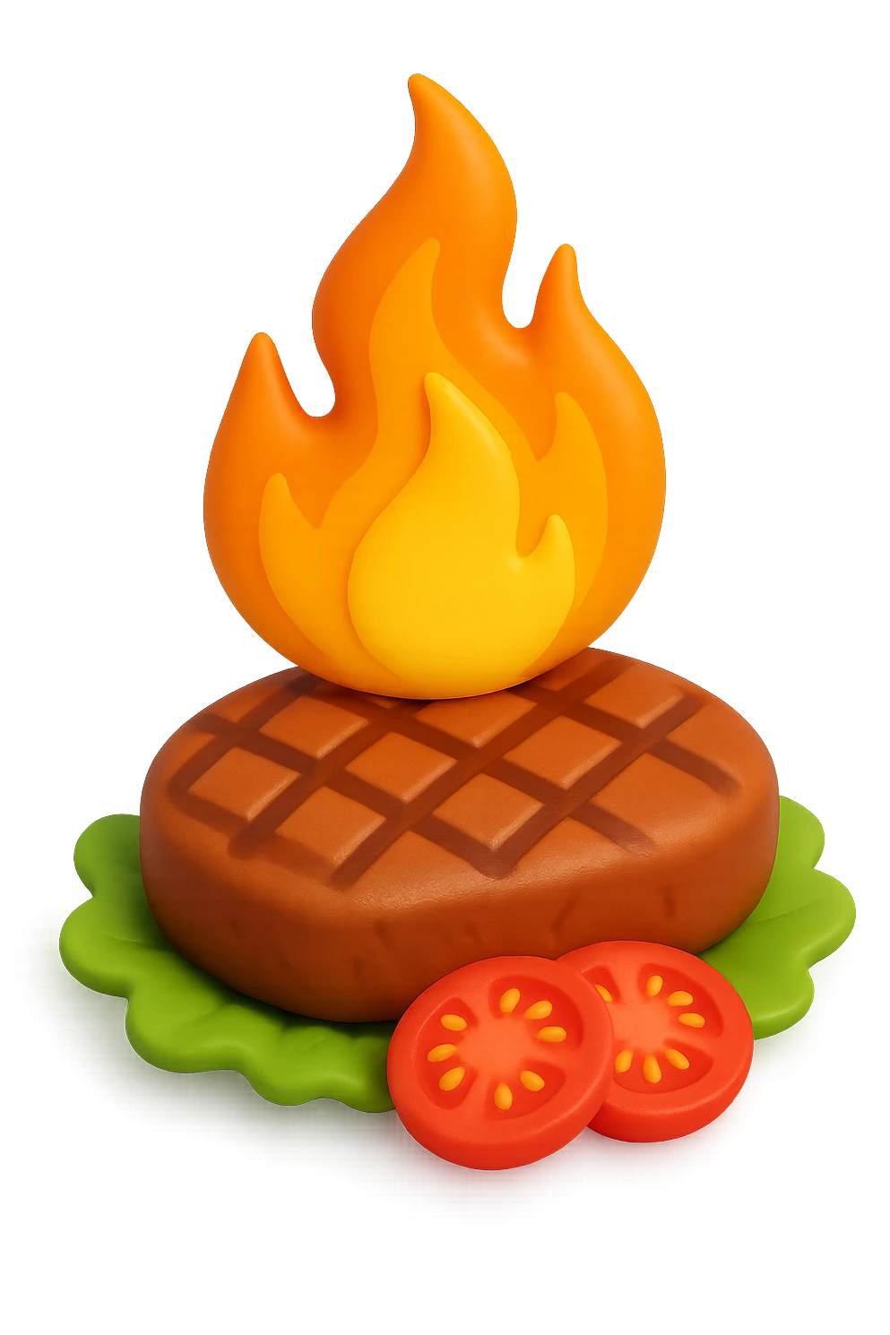 fiamma su cibo, metabolismo 3d emoji