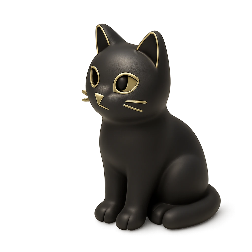 a cat sitting in 3D black style emoji