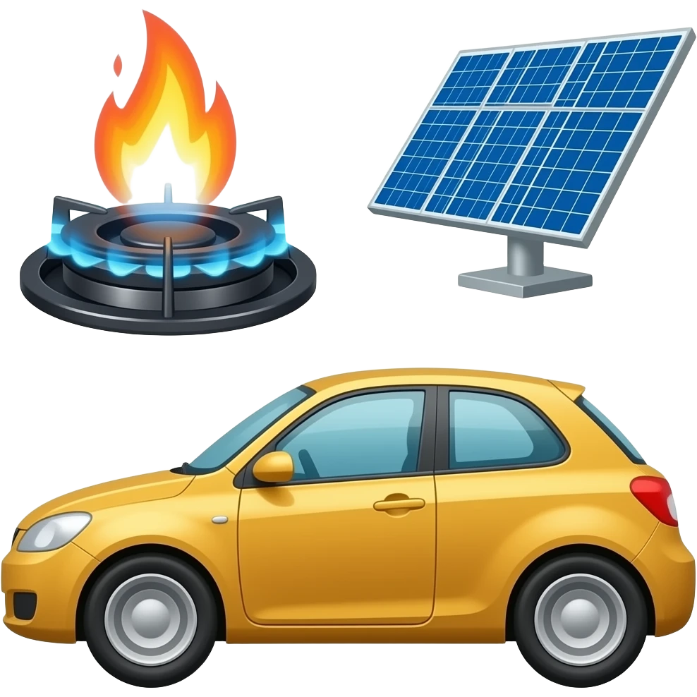 Collage of appliance, Gas, Solar, engine emoji