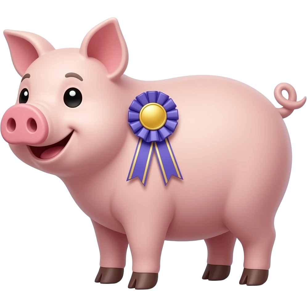 Pig wearing a first place ribbon emoji