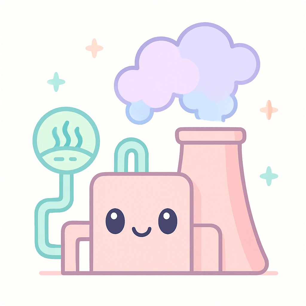 geothermal energy plant, steam rising, eco-friendly look emoji