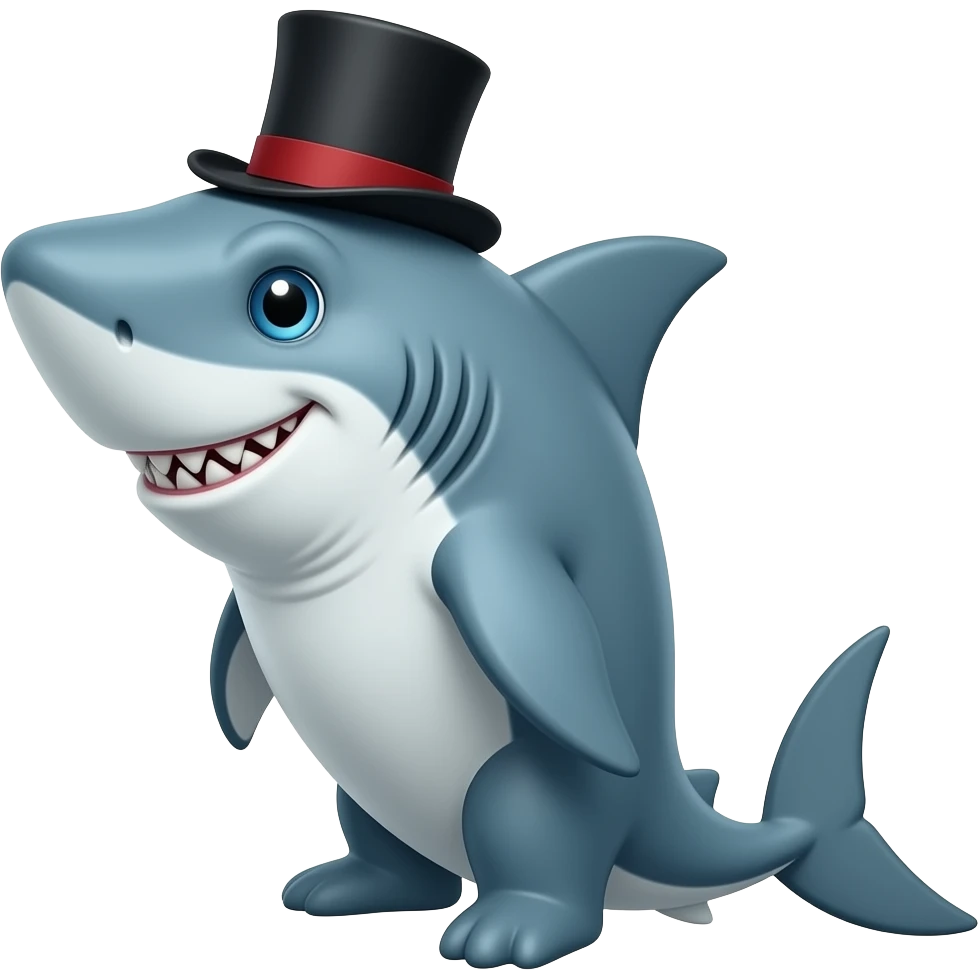 Shark with a top hat emoji
