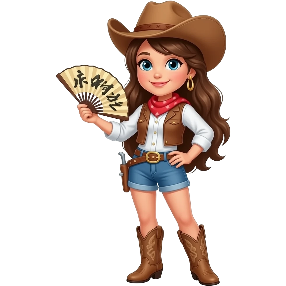 Cowgirl.boots with fan emoji