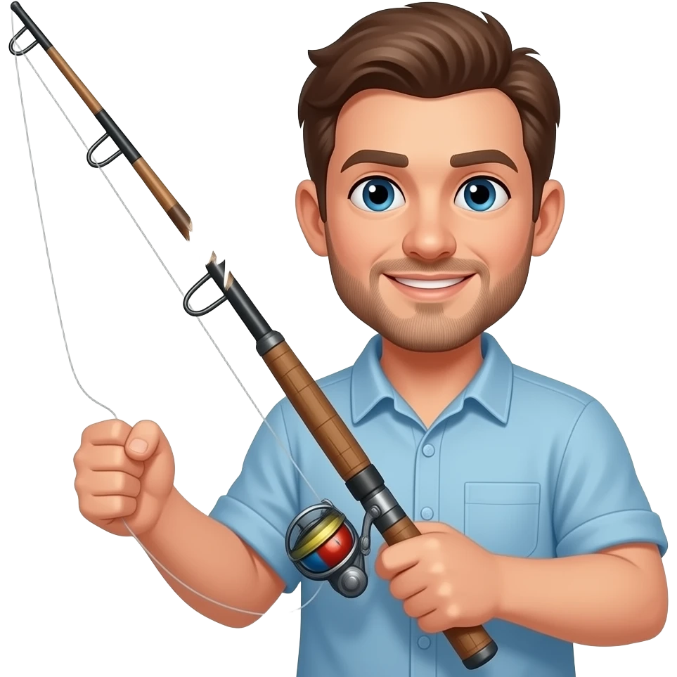 guy holding a broken fishing rod emoji