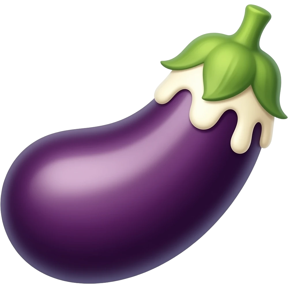 Make me a sticker using the emoji eggplant with a ice cream shaped top emoji