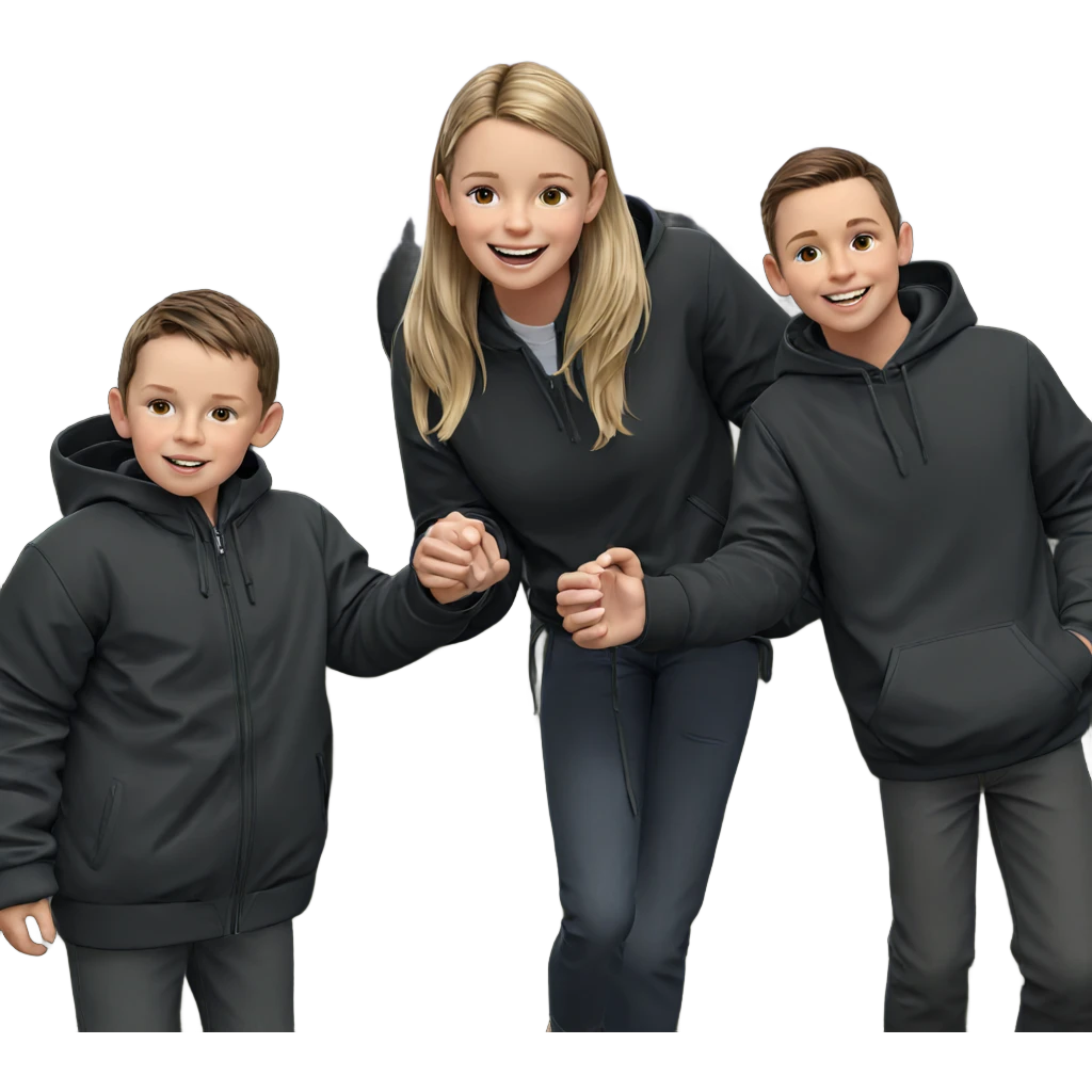 smiling girl with boys outdoors emoji