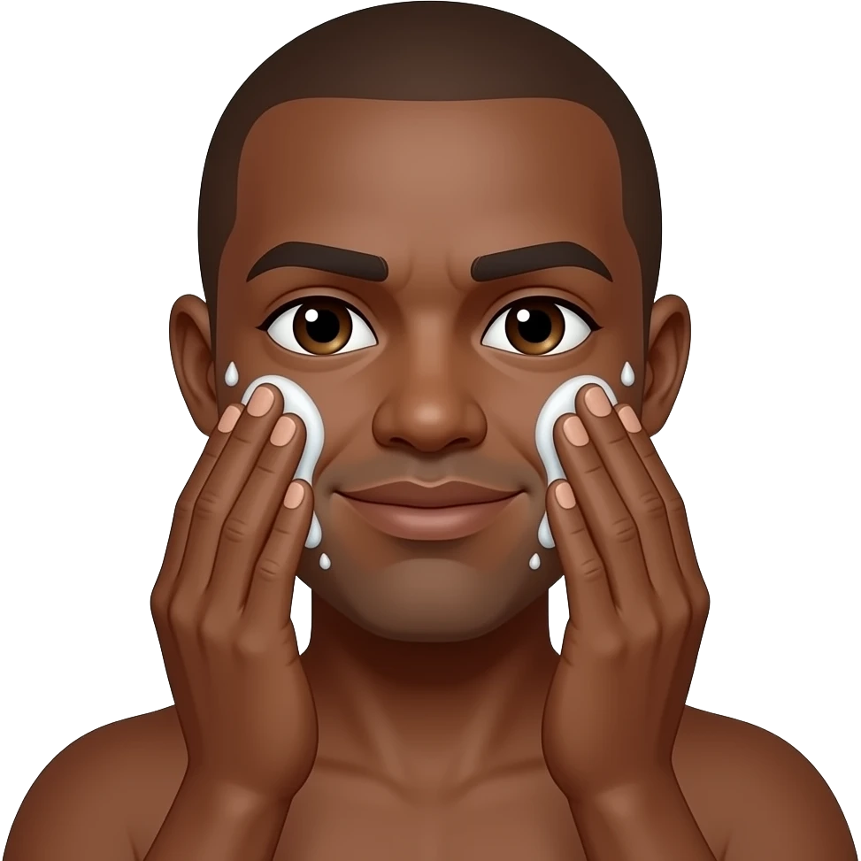 BALD MAN DARKBROWN WASHING HIS FACE emoji