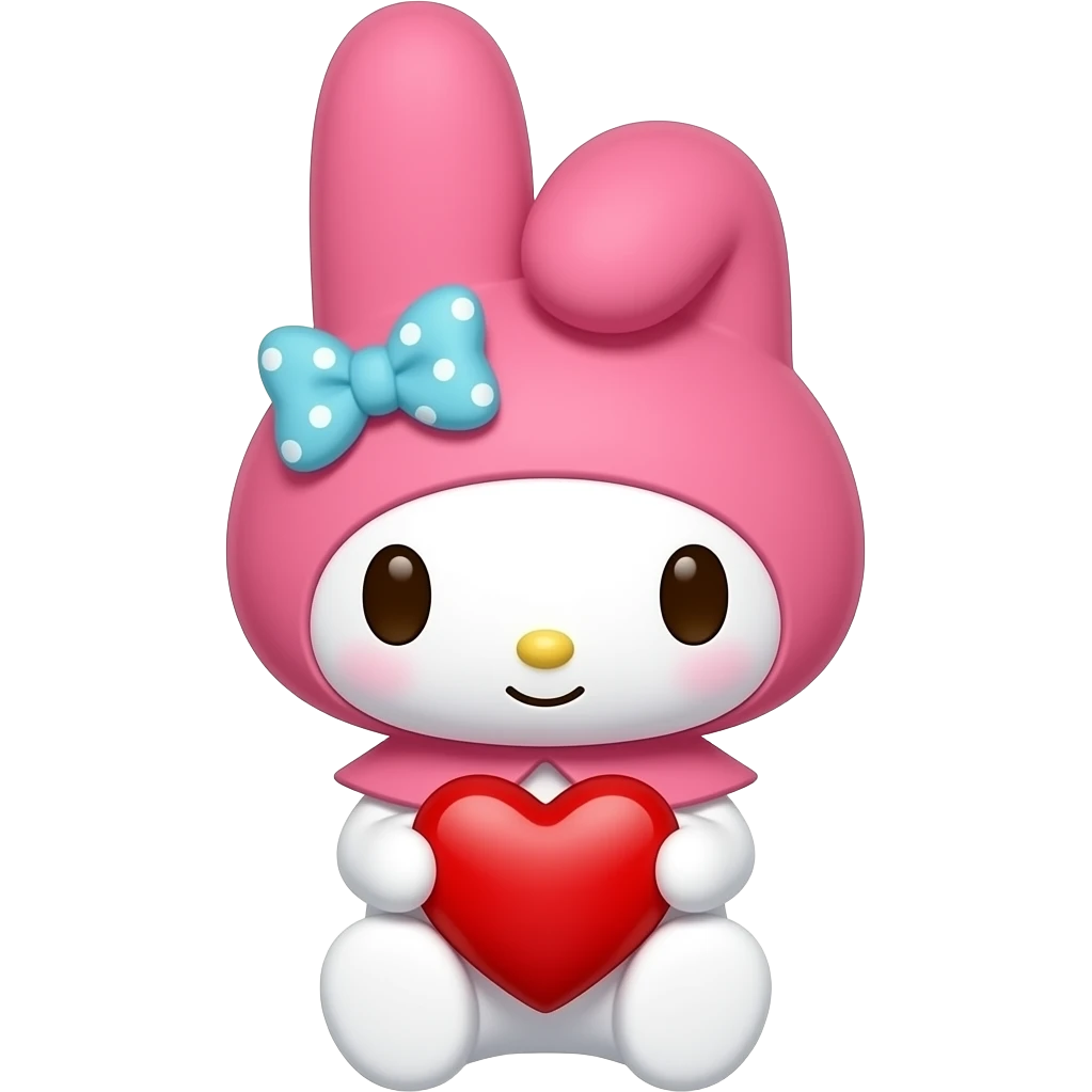 My Melody Sanrio straight ears holding a red heart emoji