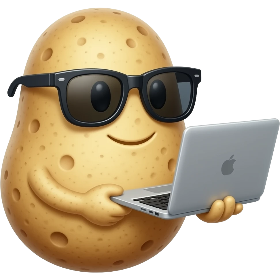 potato wearing sunglasses with laptop emoji